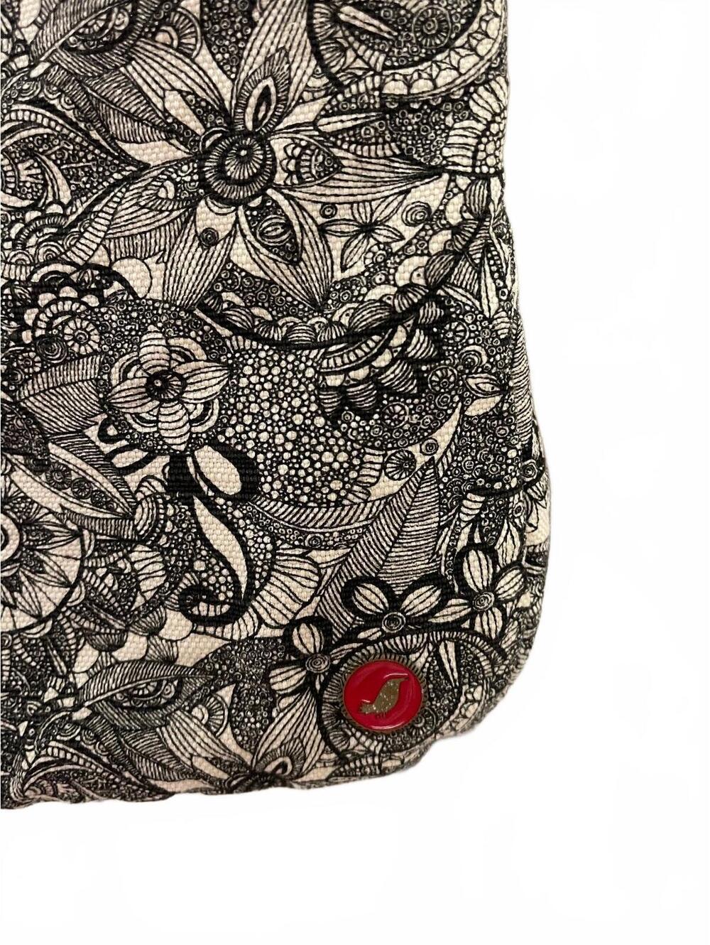 Sakroots Black and White Floral Crossbody Bag with Colorful Tassel Keychain - Picture 3 of 9